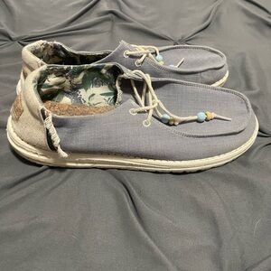 Hey Dude Casual Gray Canvas womens Shoes